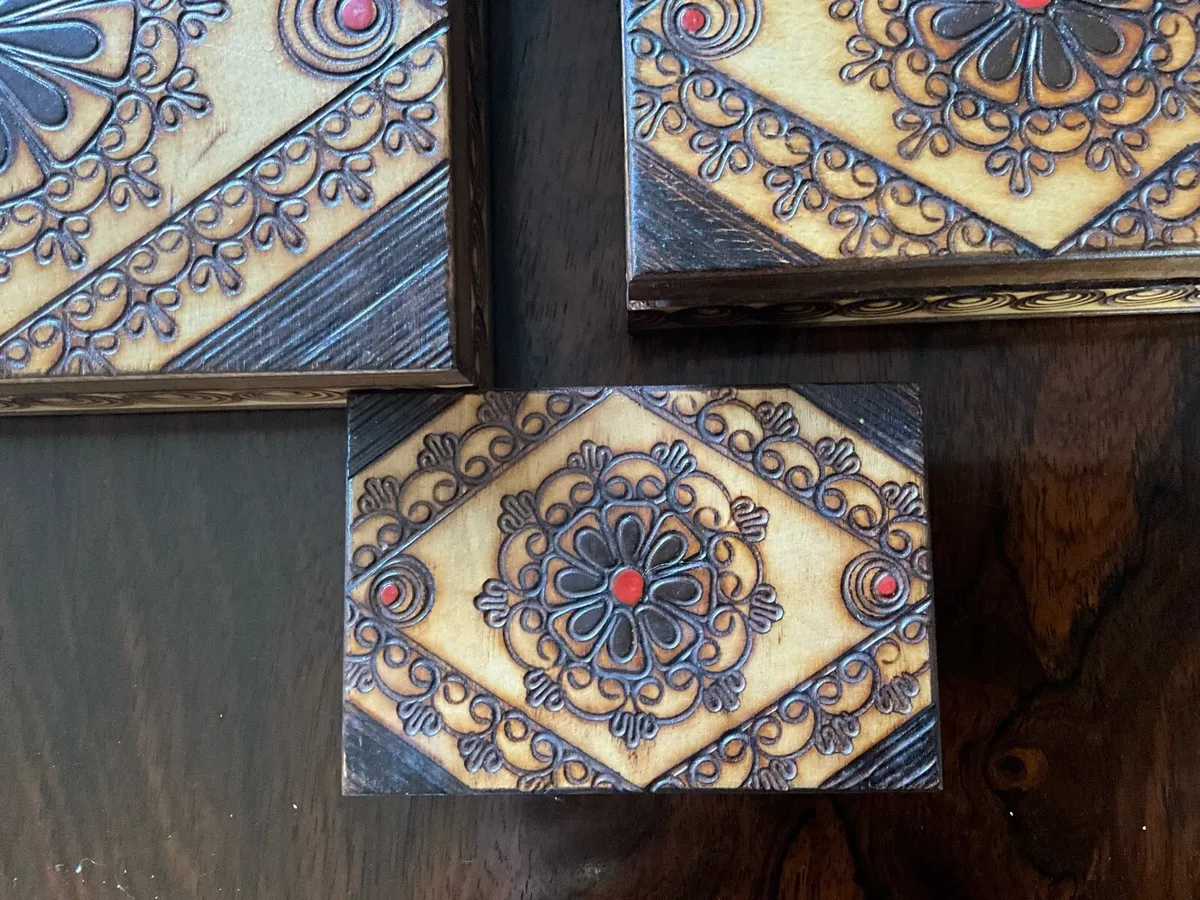 Set of 5 Wooden Decorative Boxes - Image 3