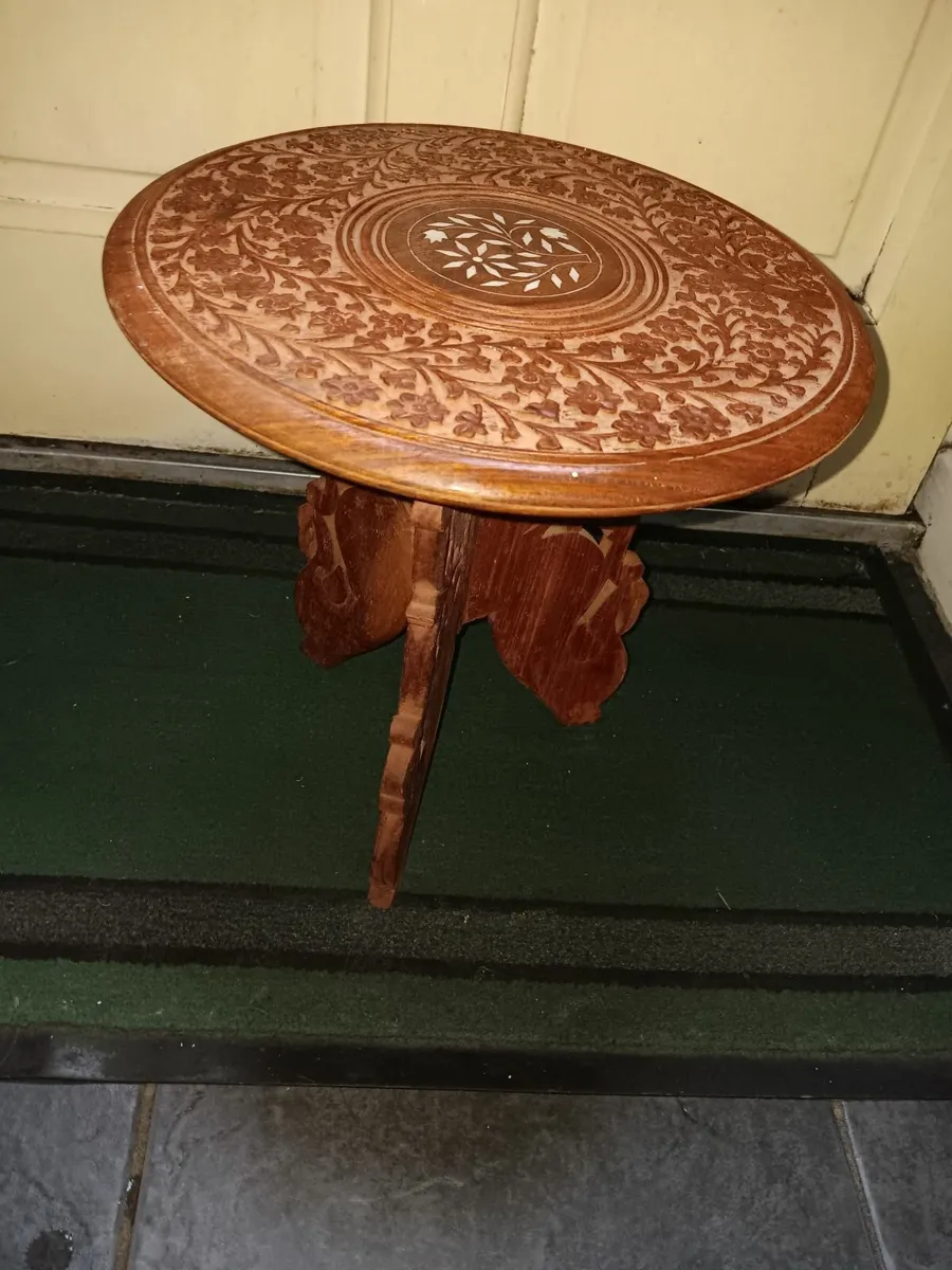 Vintage wooden inlayed table - Image 2