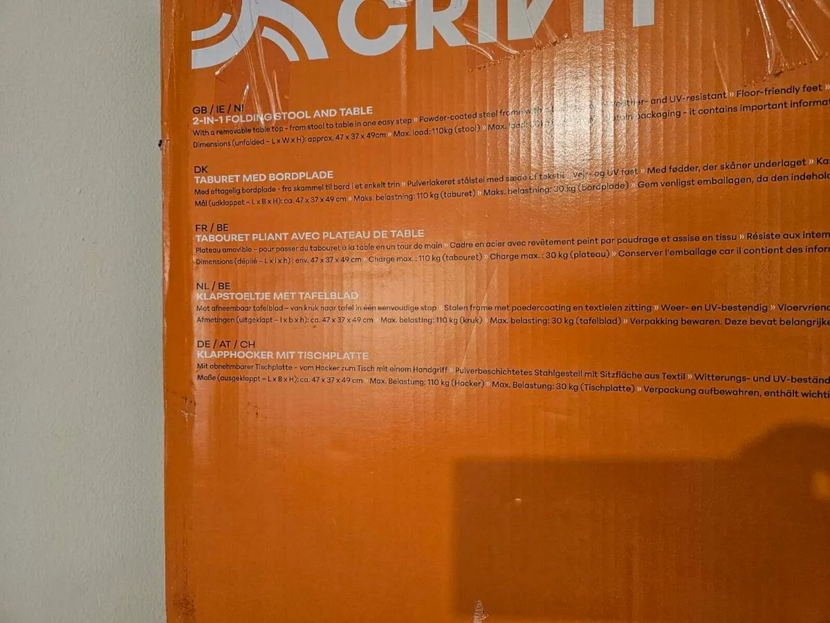 Crivit 2-in-1 Folding Stool & Table Brand New - Image 4