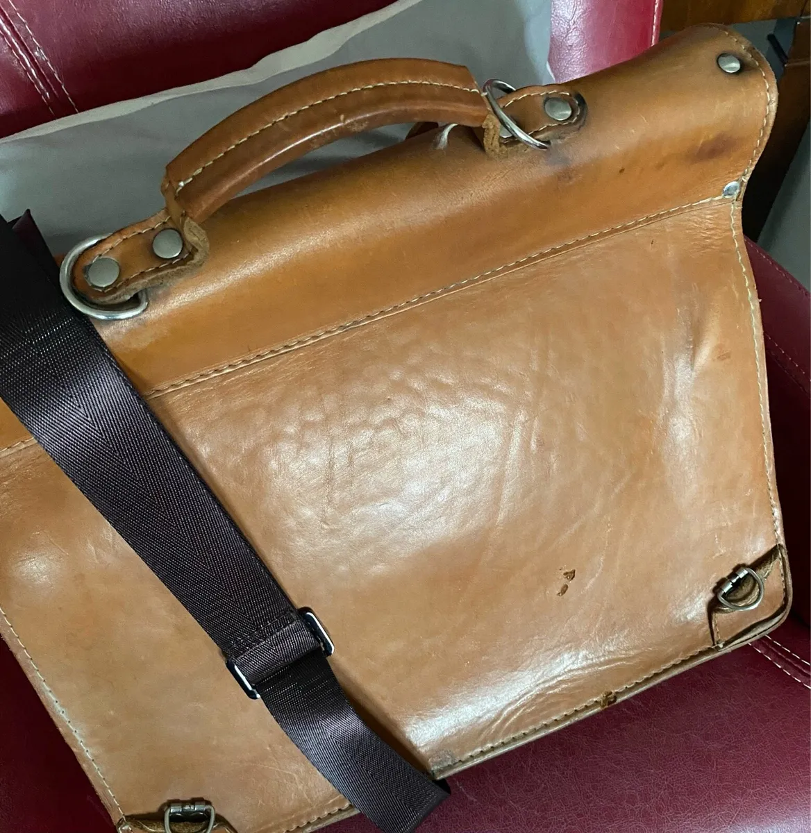 Vintage Leather Laptop Bag/ Briefcase - Image 3