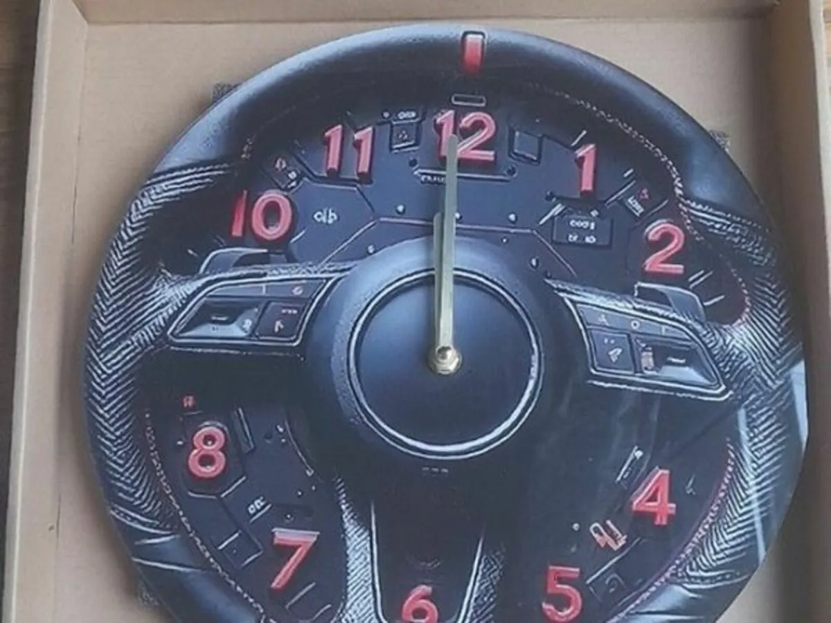 2D Flat, 1pc Racing Car Steering Wheel Wall Clock