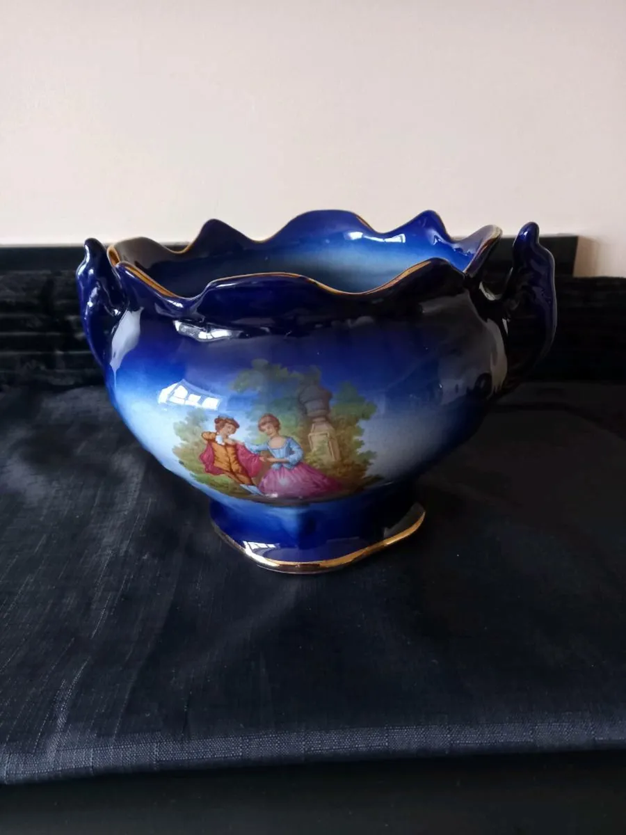 Large Cobalt Blue Ceramic Plant Pot - Image 2