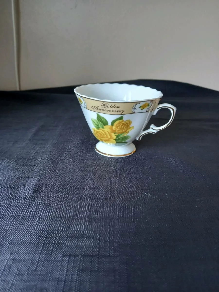 50th Golden Wedding Anniversary Tea Cup - Image 1