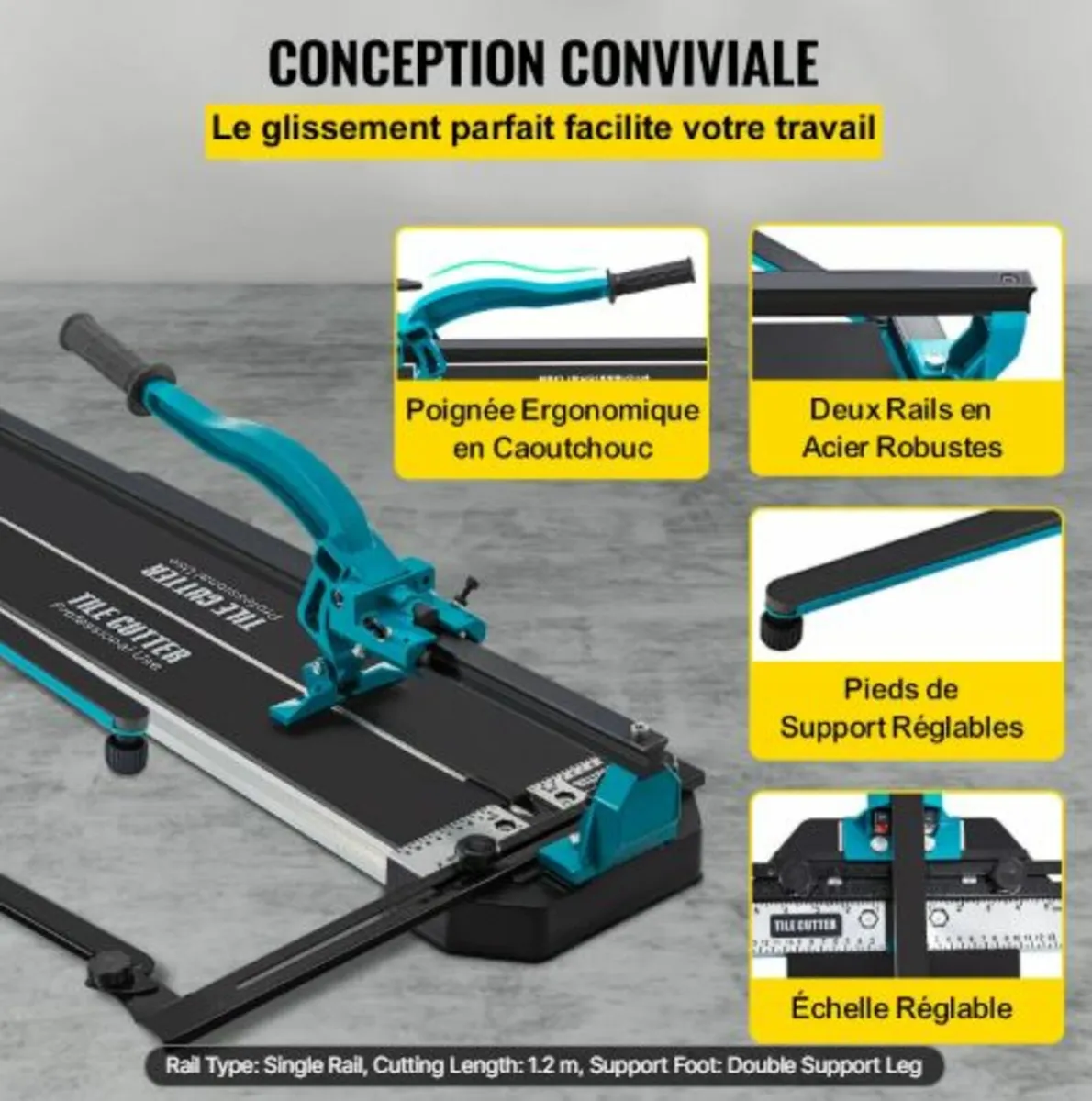 47 Inch Tile Cutter Single Rail Double Brackets - Image 2
