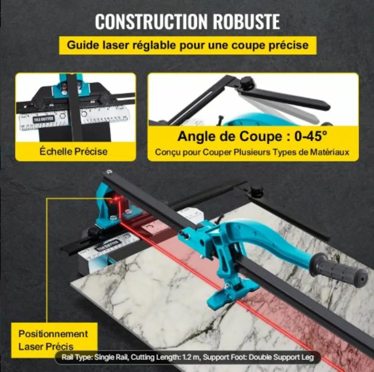 47 Inch Tile Cutter Single Rail Double Brackets - Image 3
