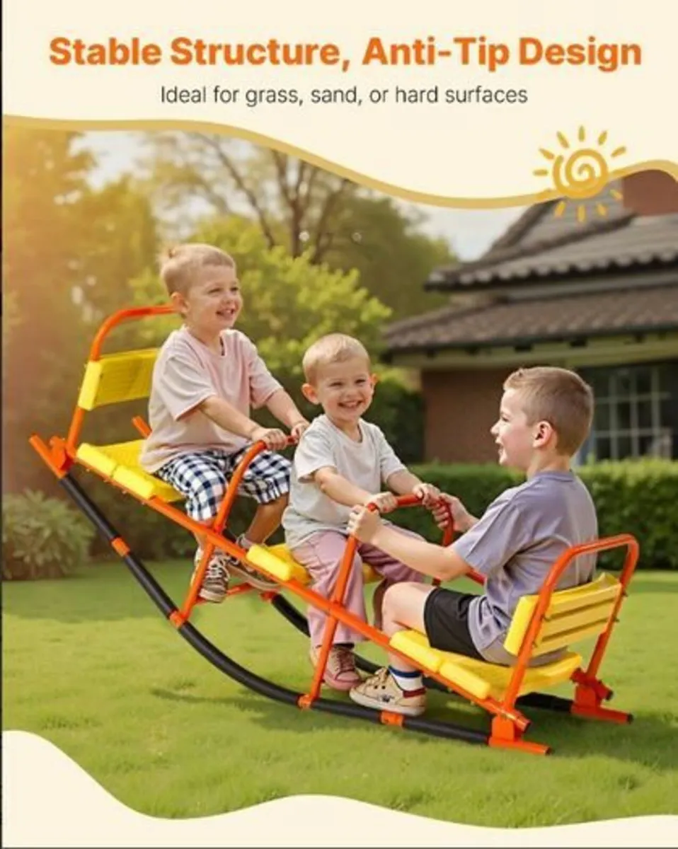 Seesaw Kids Heavy-Duty Metal 3-Seater Rocker - Image 3