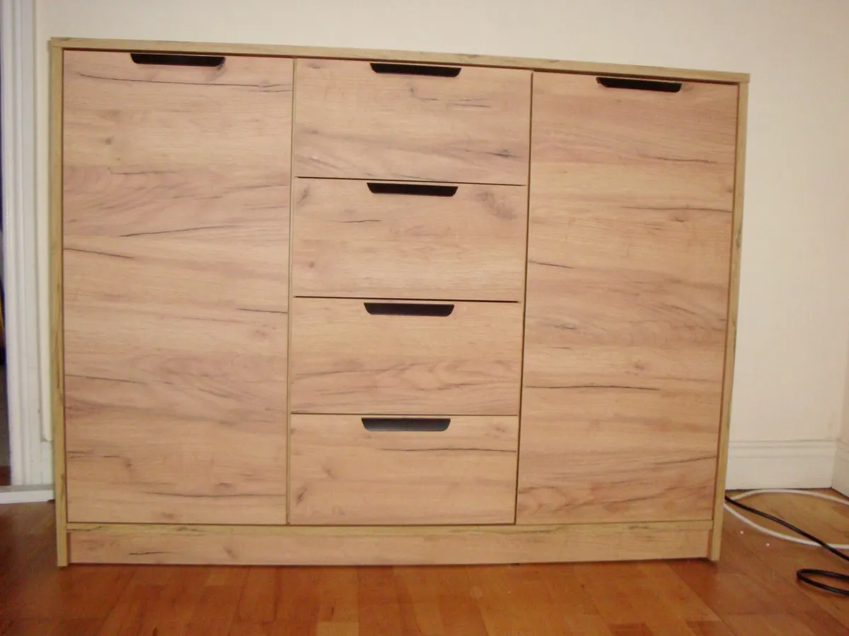 Cabinet sideboard 2 doors 4 drawers natural oak - Image 1