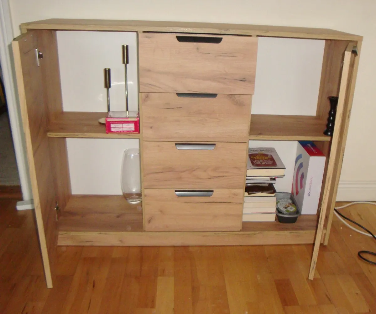 Cabinet sideboard 2 doors 4 drawers natural oak - Image 4