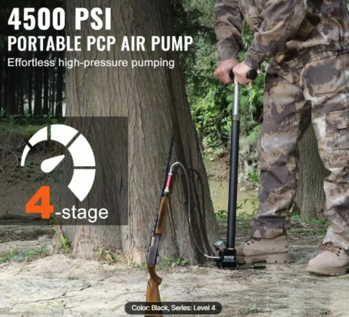 PCP Hand Pump, 4 Stage, 30Mpa 4500 PSI High Press - Image 2