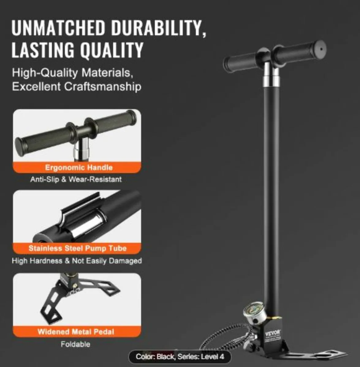 PCP Hand Pump, 4 Stage, 30Mpa 4500 PSI High Press - Image 3