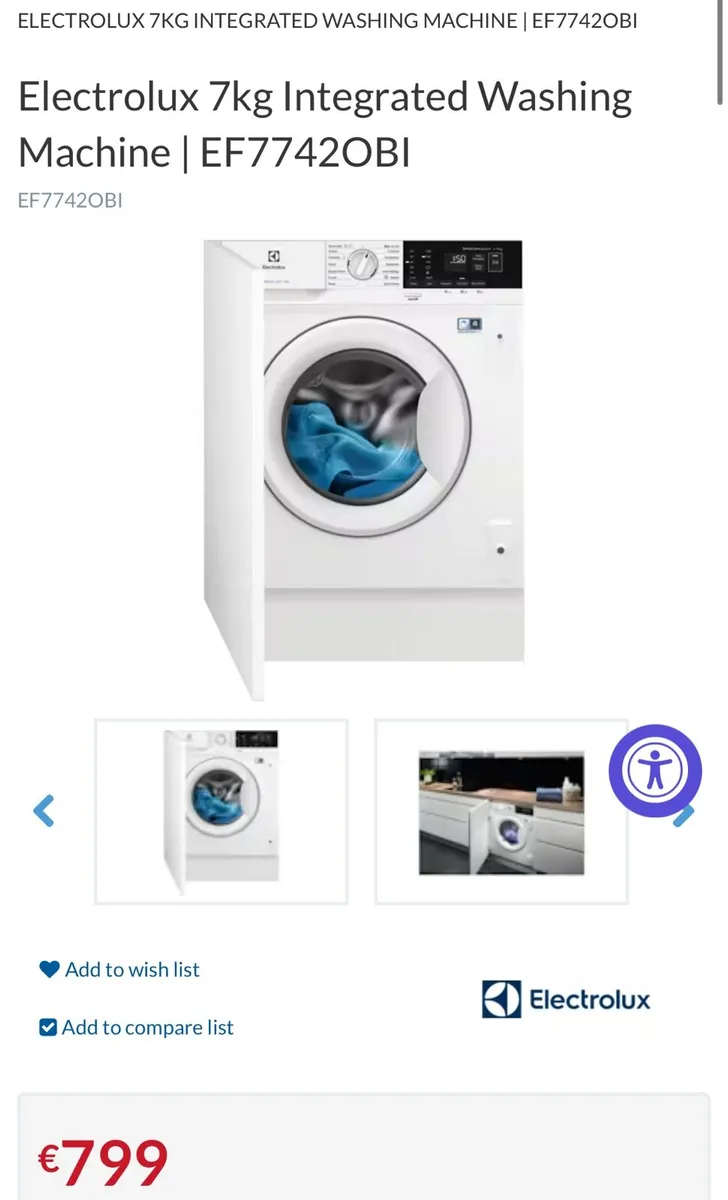 Electrolux 7KG Integrated Washing Machine 1400rpm - Image 1