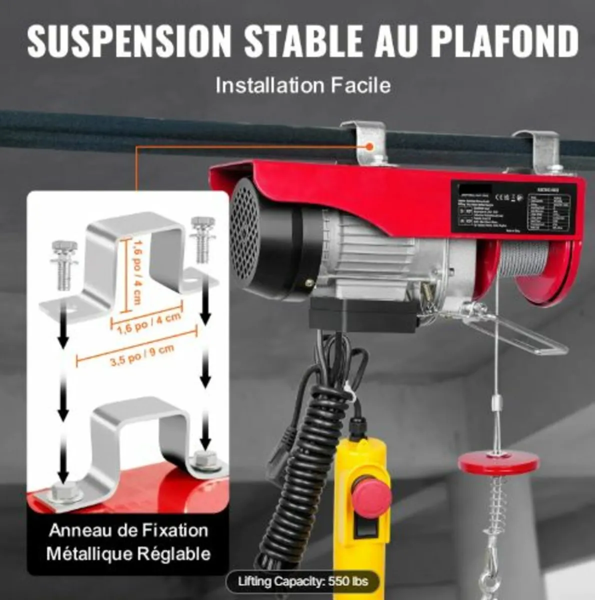 Electric Hoist,249.5 kg Lifting Capacity,510W 220V - Image 4