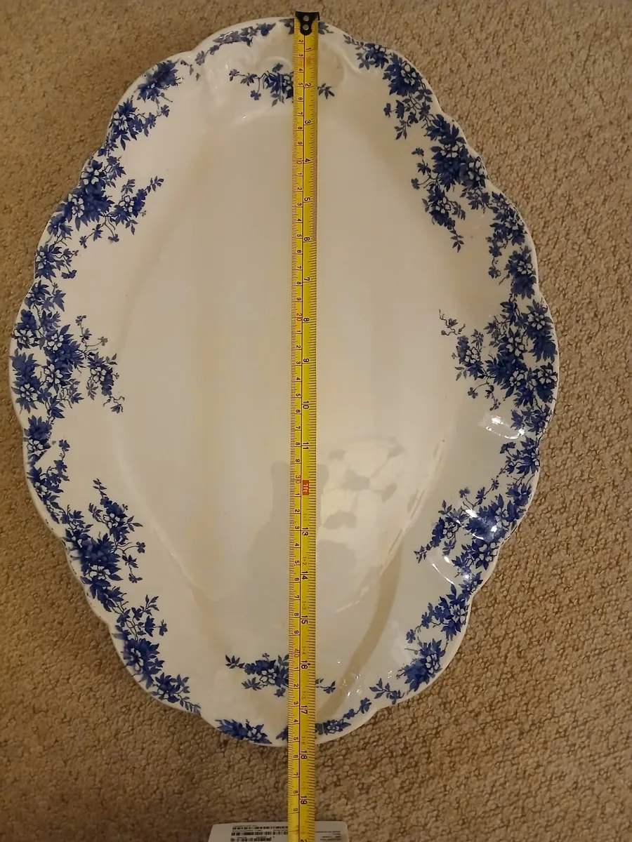 Antique Doulton Burslem Norfolk Blue White Platter - Image 2