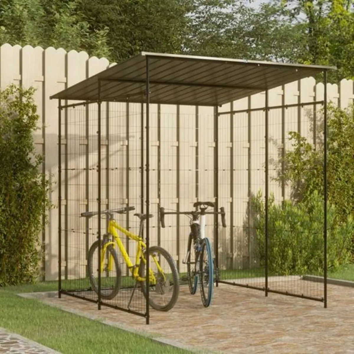 Bicycle Shed 190x190x222 cm Steel Black - Image 1