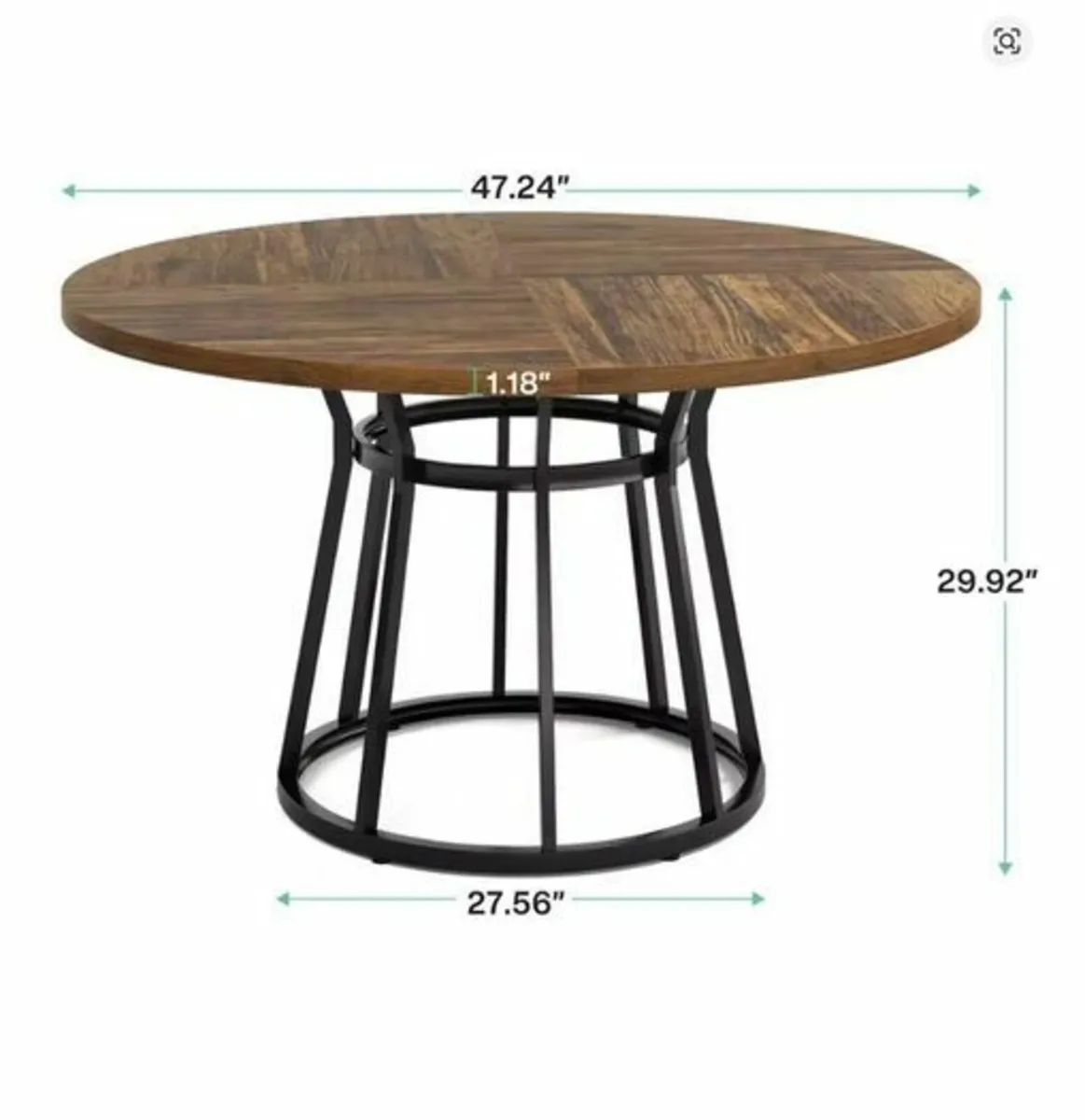 Round Dining Table 120cm with Wooden Top - Image 4