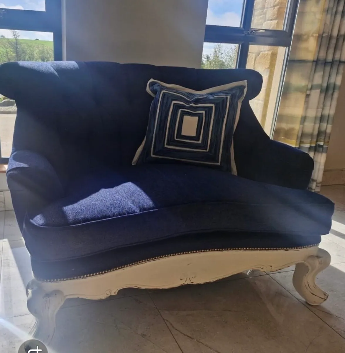 2 seater blue sofa - Image 1