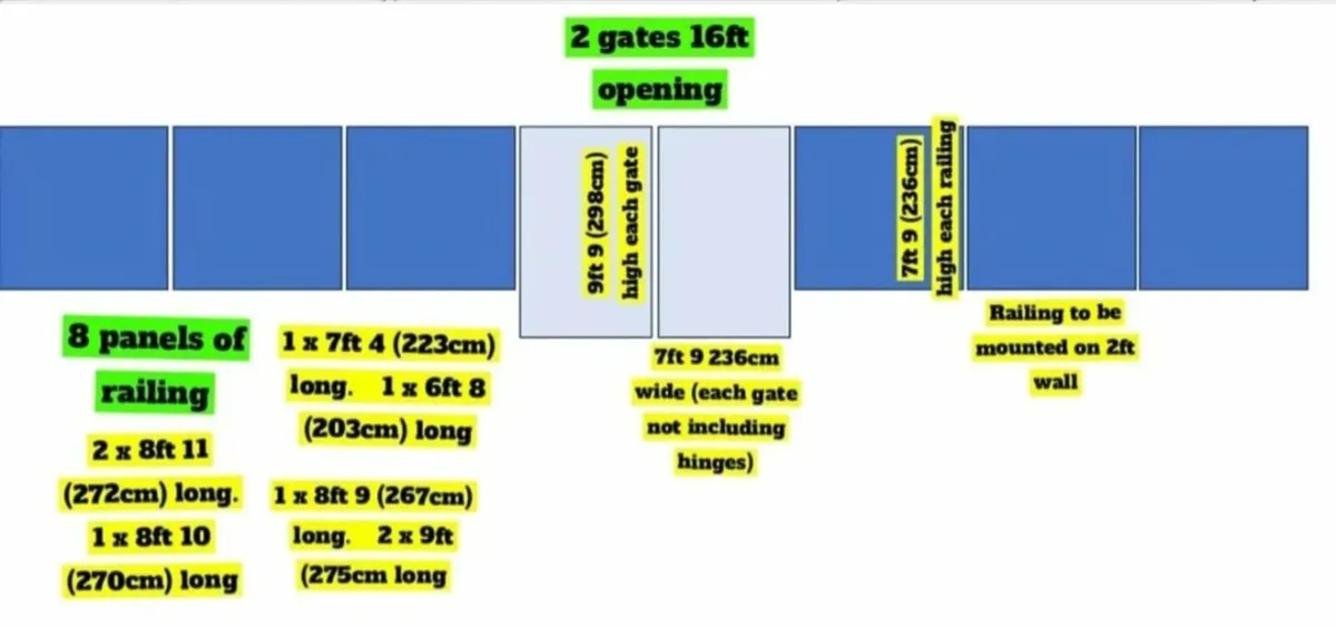 16ft gates (9ft 9 high) and c.70ft of railings - Image 2