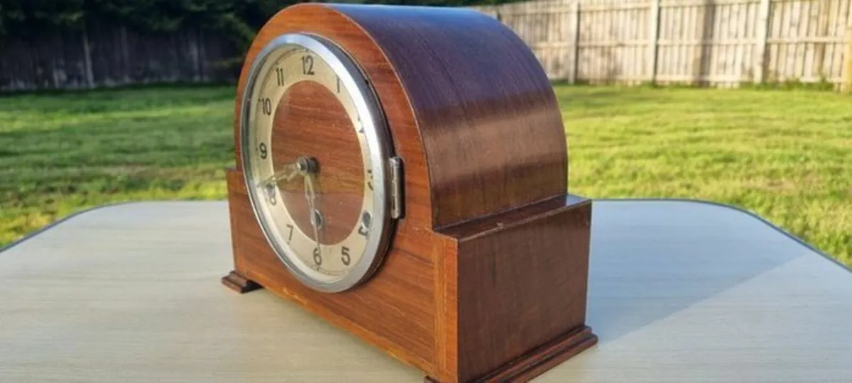 Vintage Wooden German Mantel Clock - Image 2