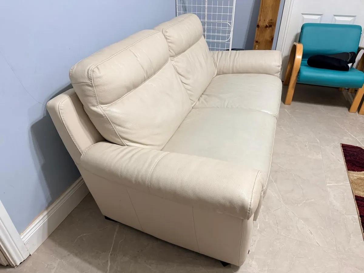 Cream Leather Sofa - Image 2