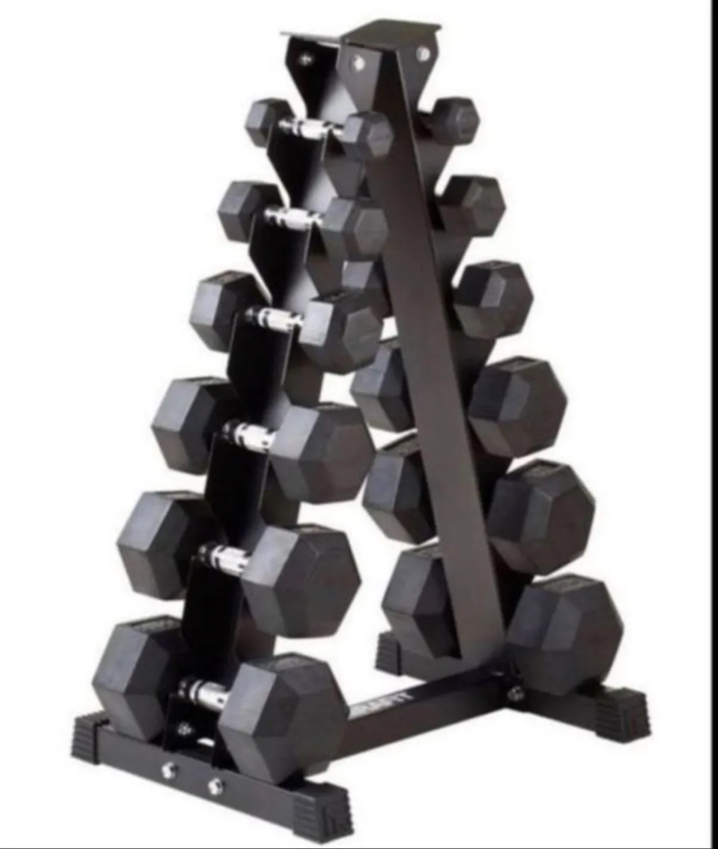 Hex Dumbbells 2.5kg - 25kg + rack (new in box)