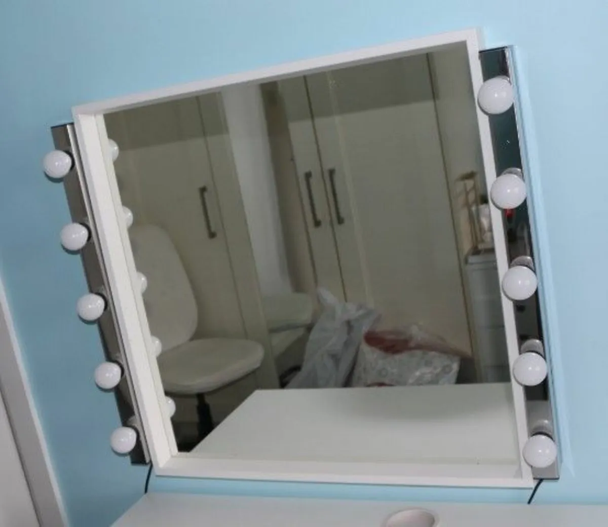 Ikea Nissedal White Mirror + 2 x Musik wall lights - Image 1