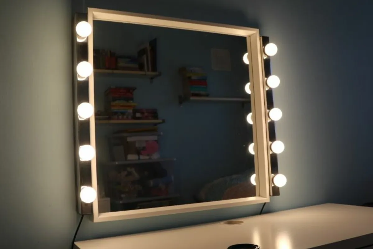 Ikea Nissedal White Mirror + 2 x Musik wall lights - Image 2