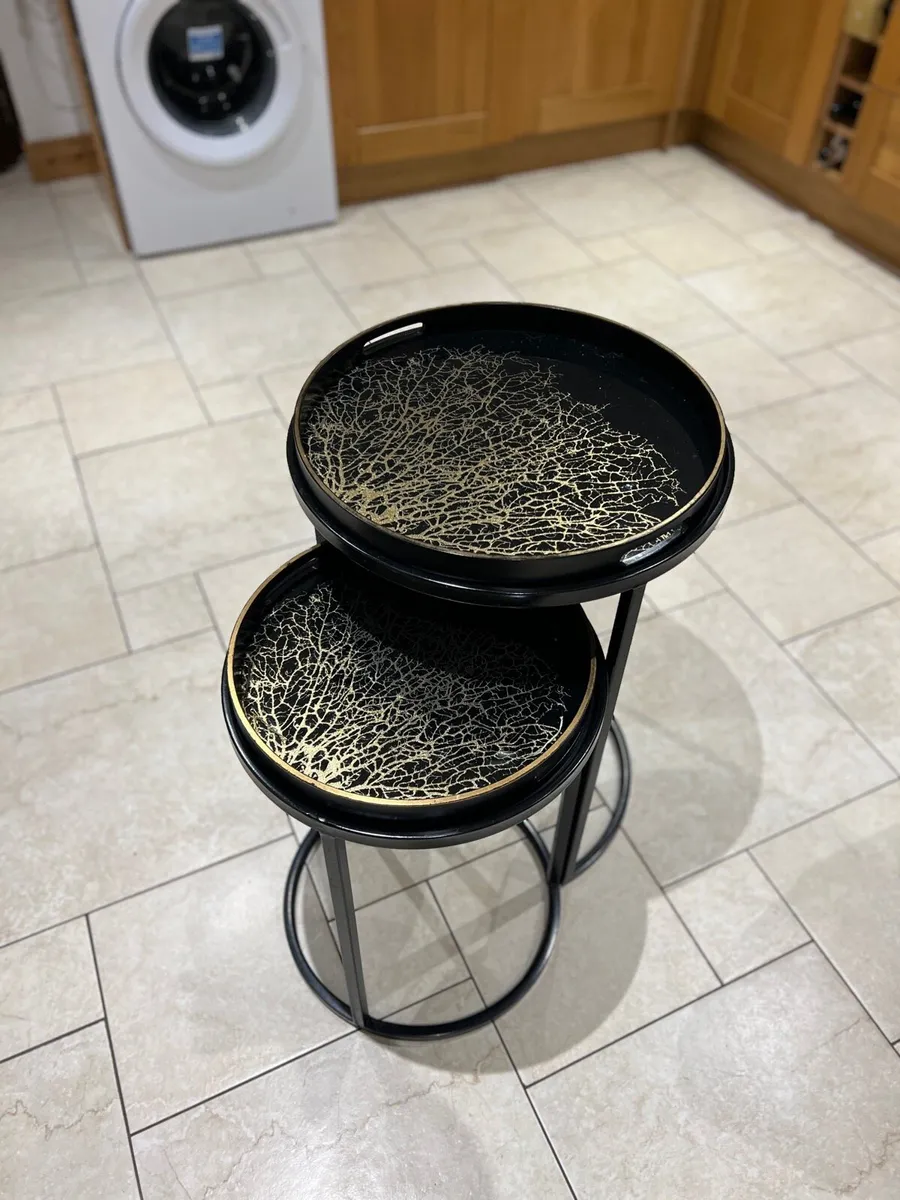 Nest of Two Side Tables – Black & Gold