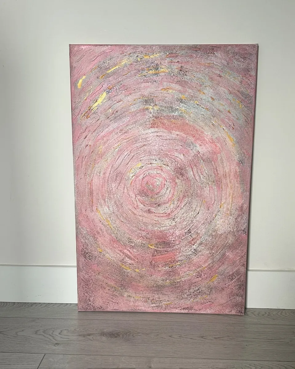 Pink and grey abstract painting - Image 1