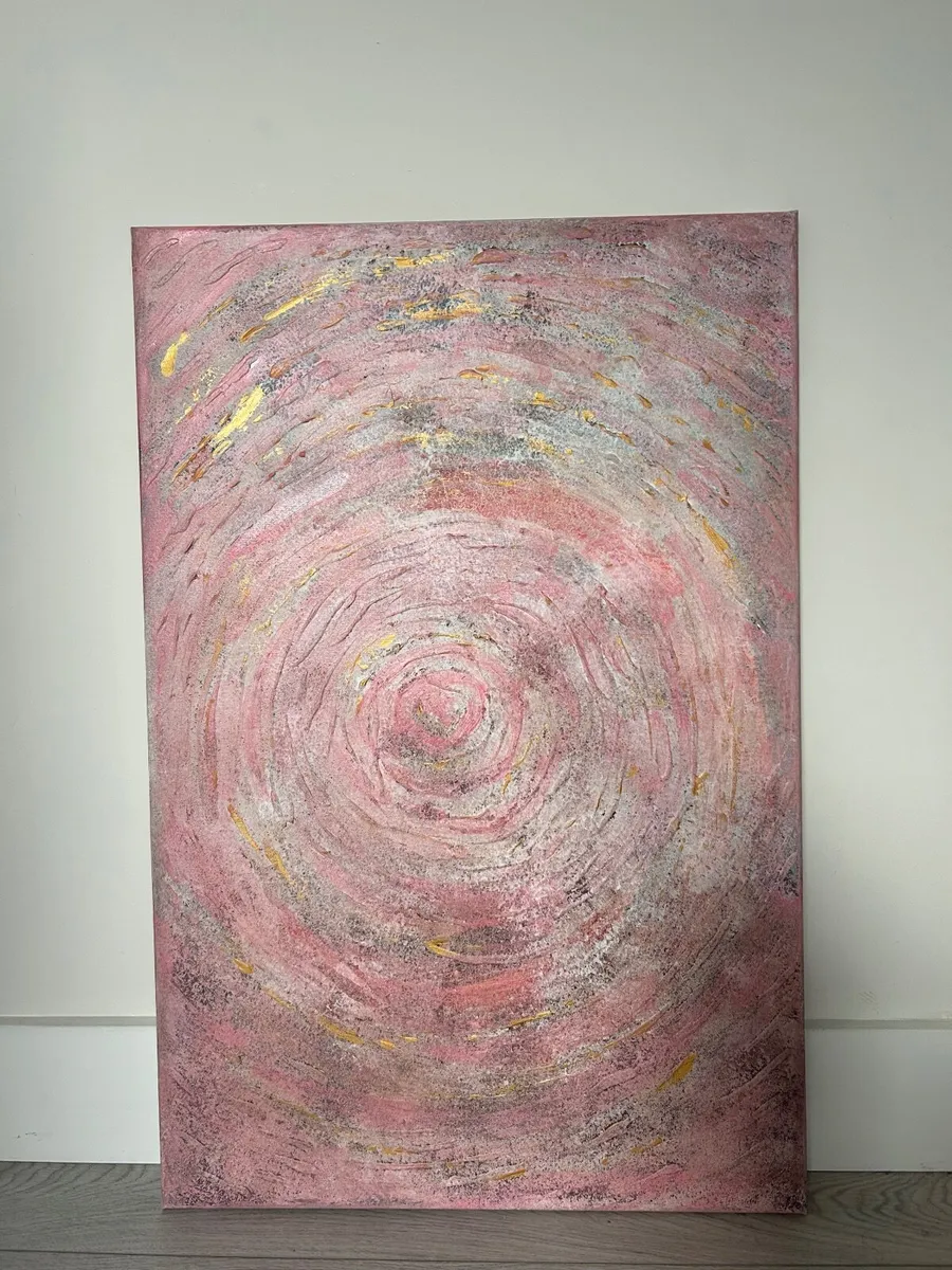 Pink and grey abstract painting - Image 3