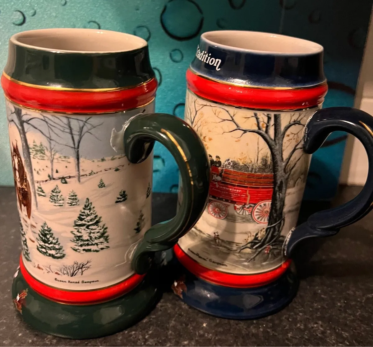 2-VINTAGE LARGE BUDWEISER TANKARDS - Image 2