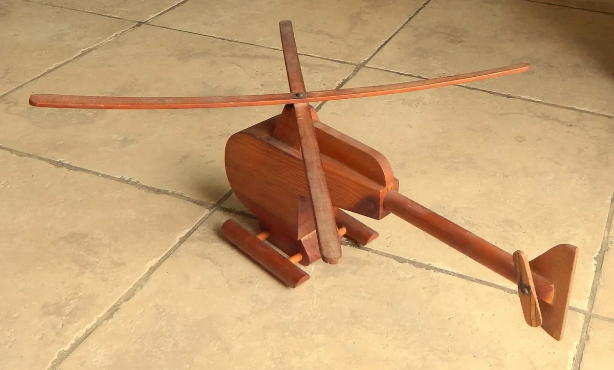 Handmade Wooden Model of Helicopter - Image 4