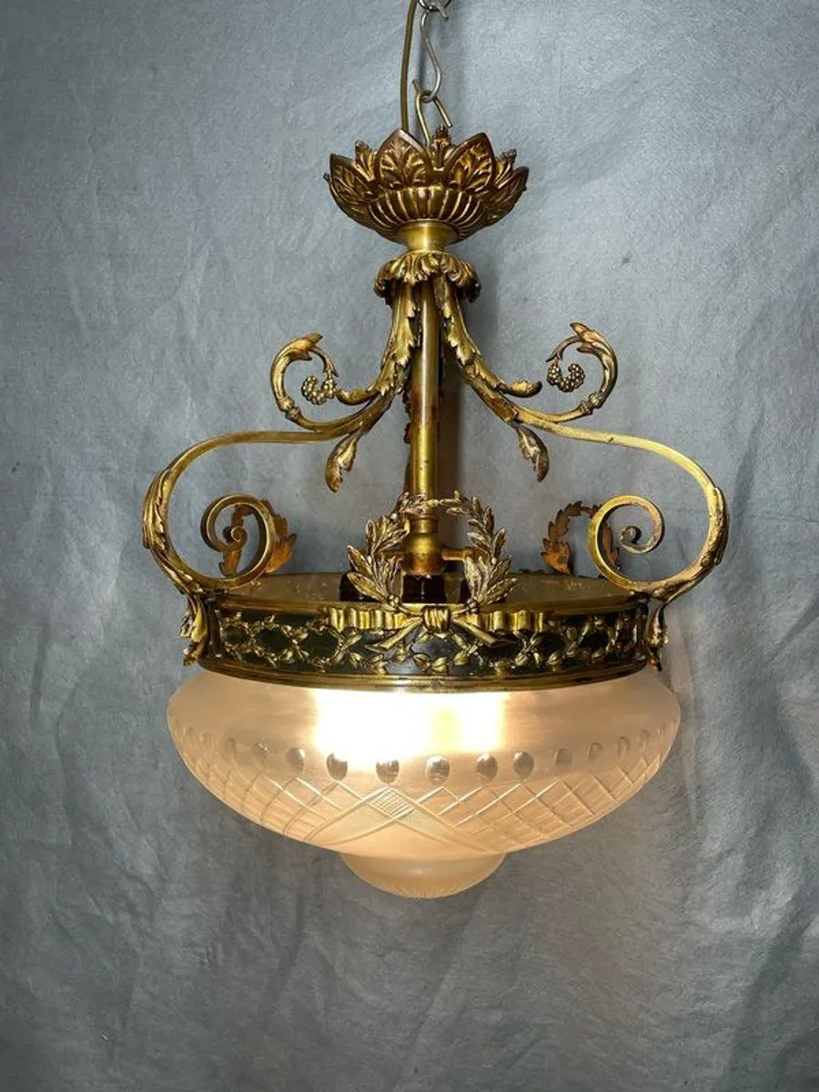 SALE ! WAS 750 Now 600 !! Antique French Gilt Bronze Pendant Light - Image 1