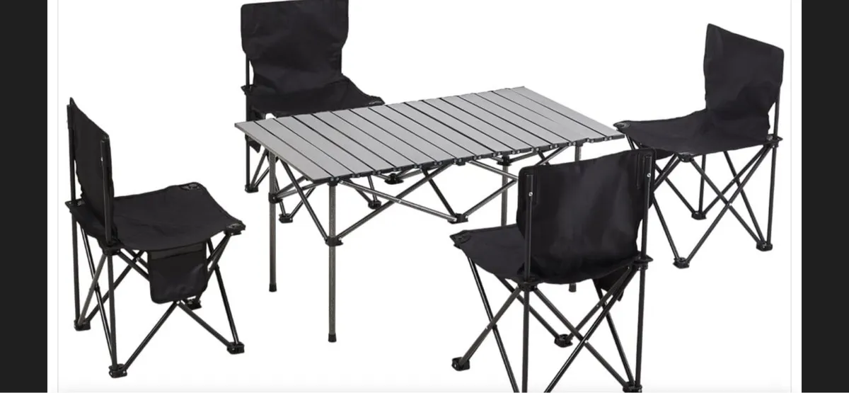 Silver Grey 4 Seater Portable Folding Camping Set - Image 1