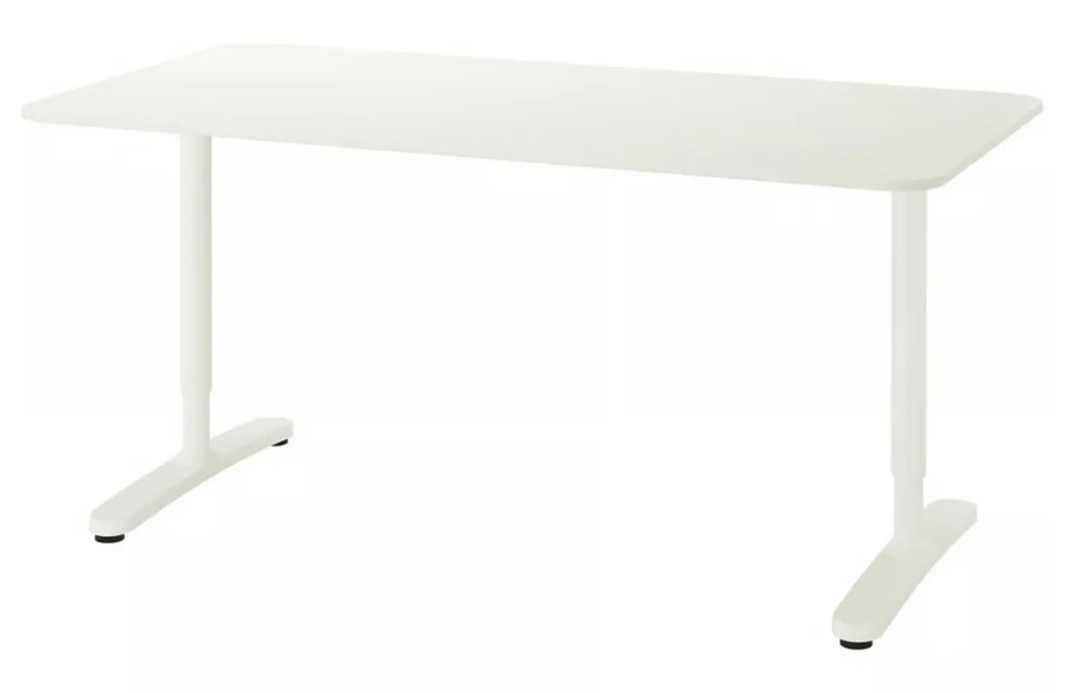 Adjustable White Office Desk 160cm x 80cm - Image 2