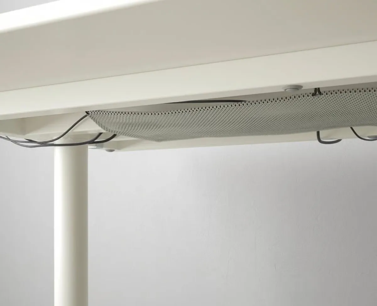 Adjustable White Office Desk 160cm x 80cm - Image 3