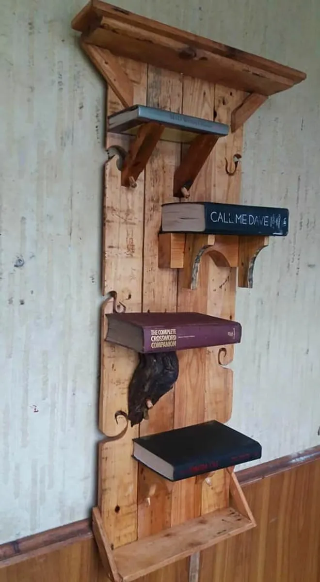 Rustic Wall Hang Shelves made from old books - Image 1