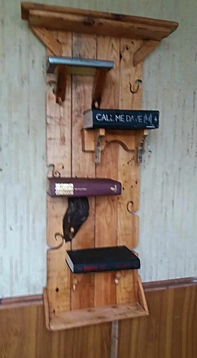 Rustic Wall Hang Shelves made from old books - Image 2