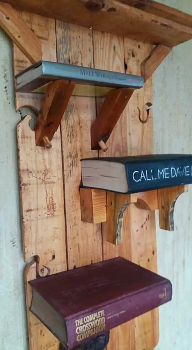 Rustic Wall Hang Shelves made from old books - Image 3
