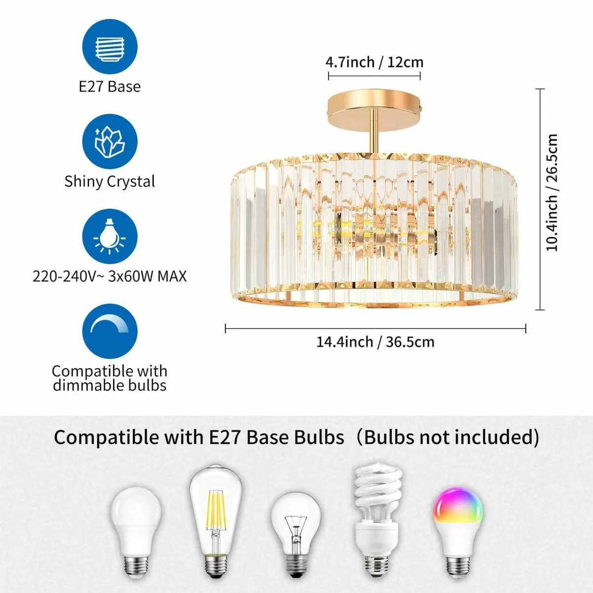 Gold Lampshade Light Shade Kitchen Lights Ceiling - Image 2