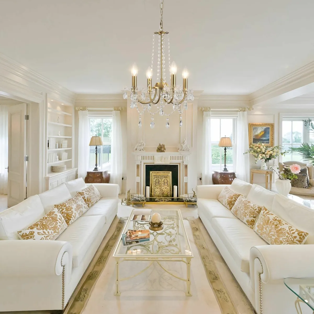 Crystal Chandelier 4 Lights Gold Pendant Light - Image 4