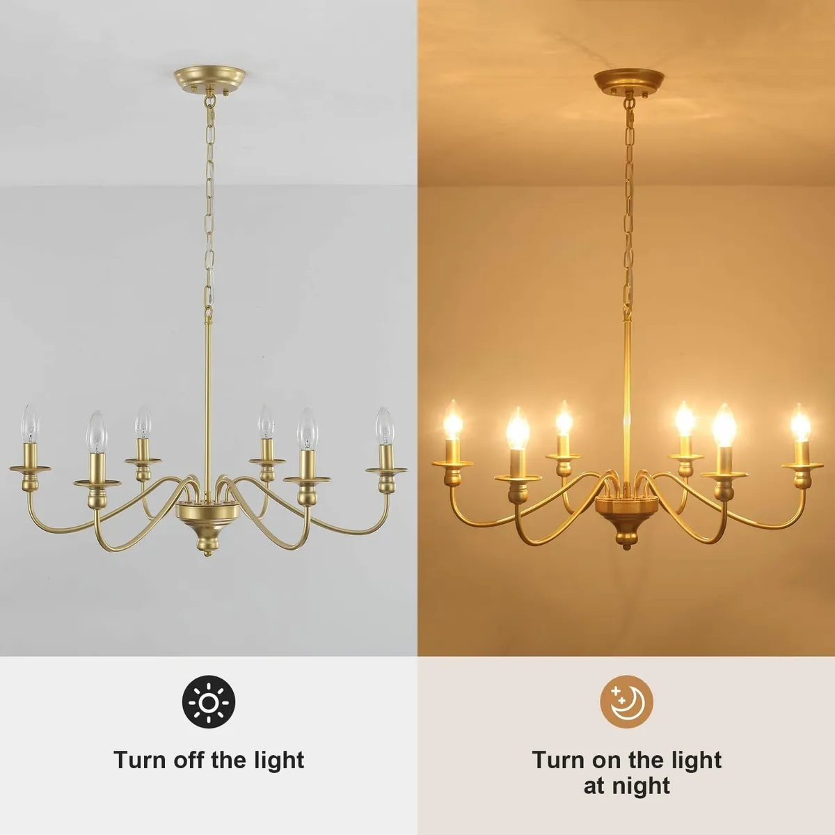 Gold Chandeliers Ceiling Light 6-Light Modern - Image 4