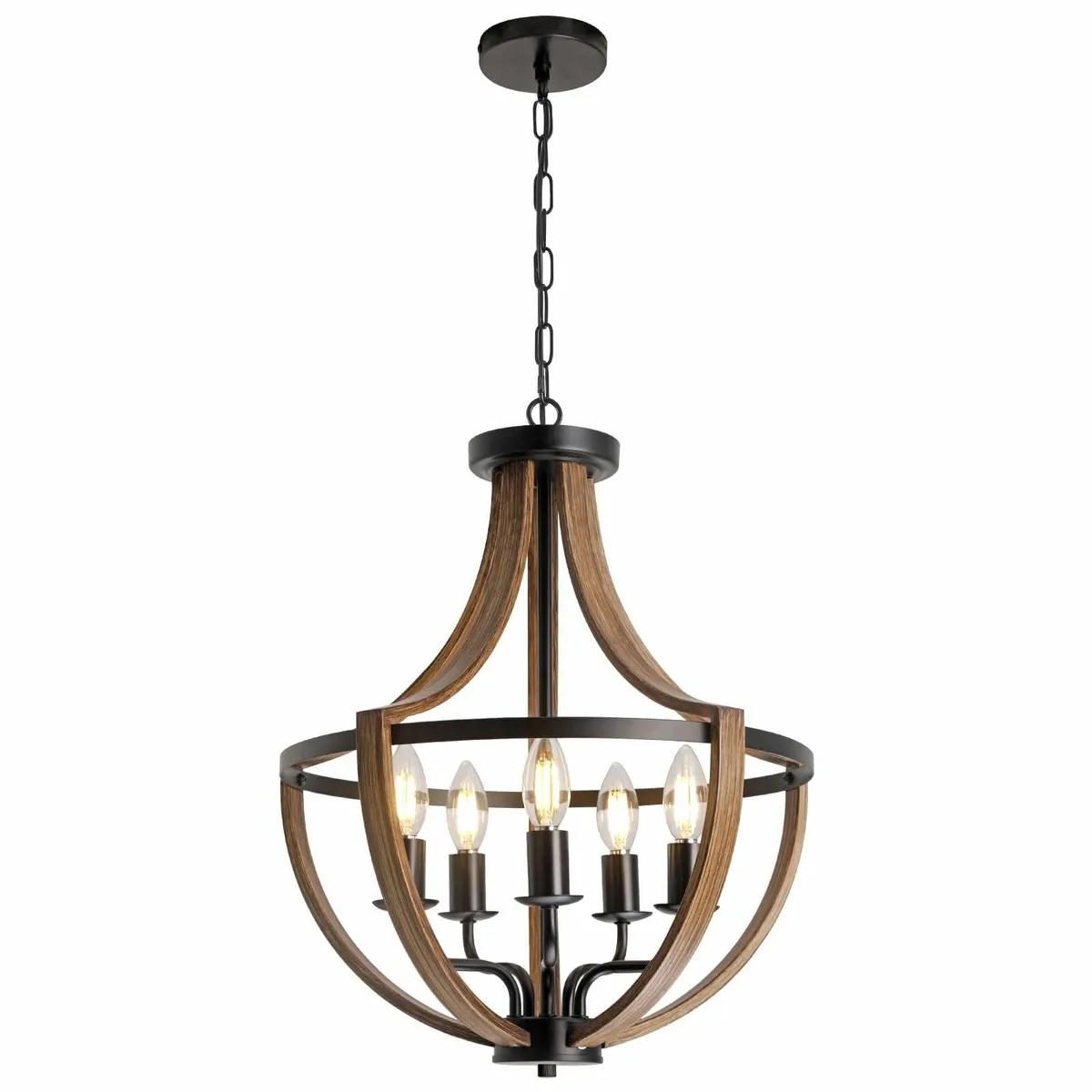 Rustic Industrial 5-Light Flush Mount Chandelier - Image 1