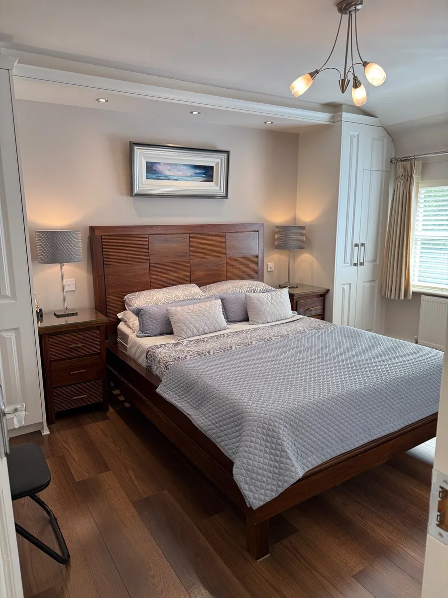 King size Bed with headboard and mattress - Image 1