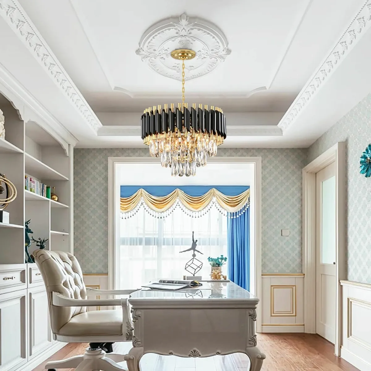 Modern Crystal Black Chandelier 3-Tier Light - Image 4