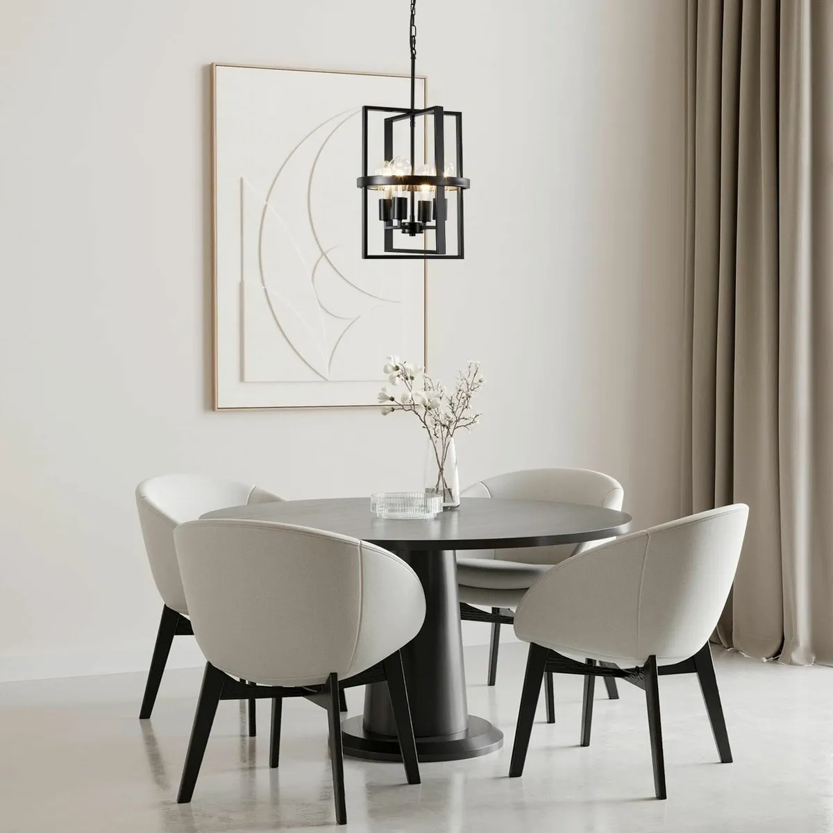 4-Light Black Chandelier Ceiling Light Geometric - Image 2