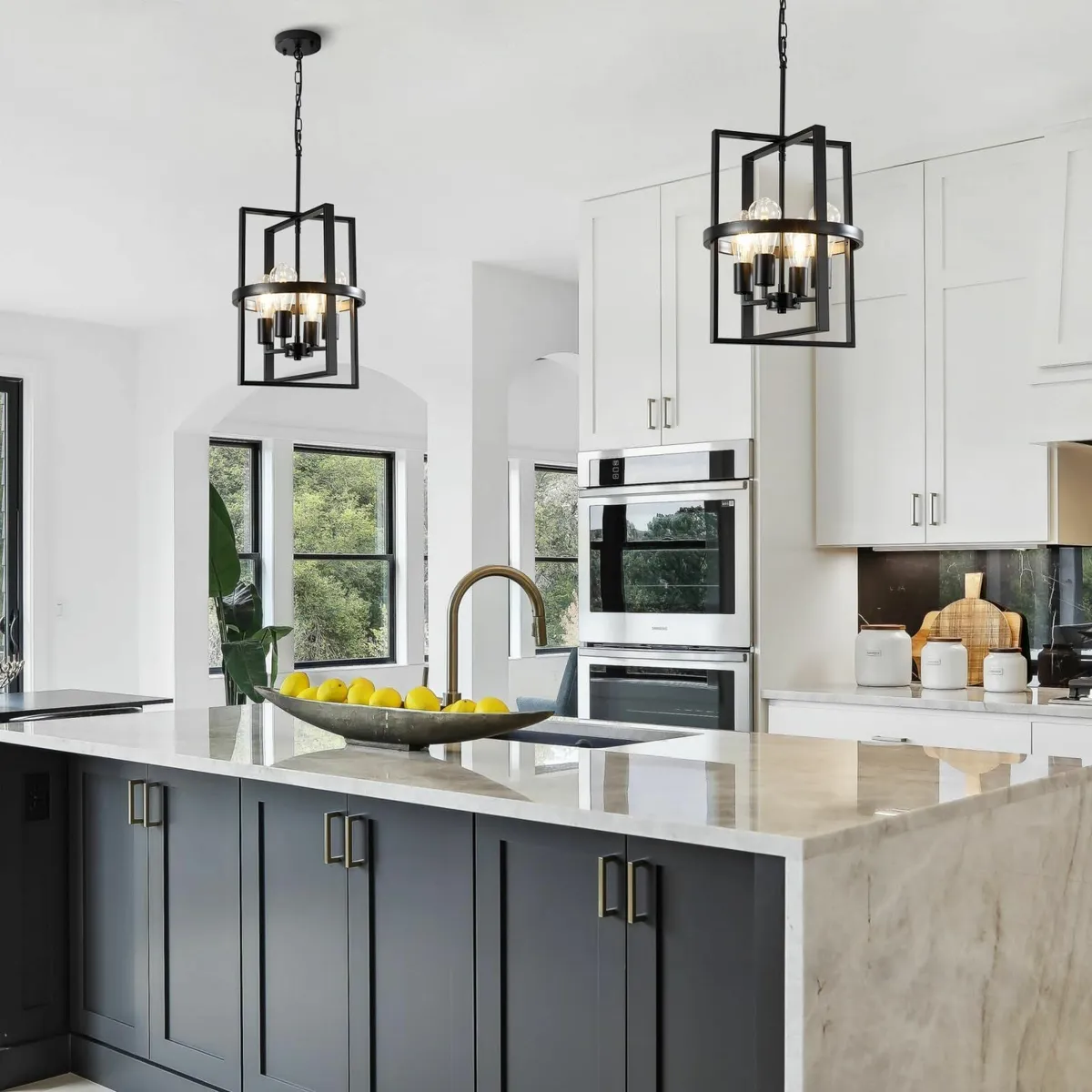 4-Light Black Chandelier Ceiling Light Geometric - Image 3