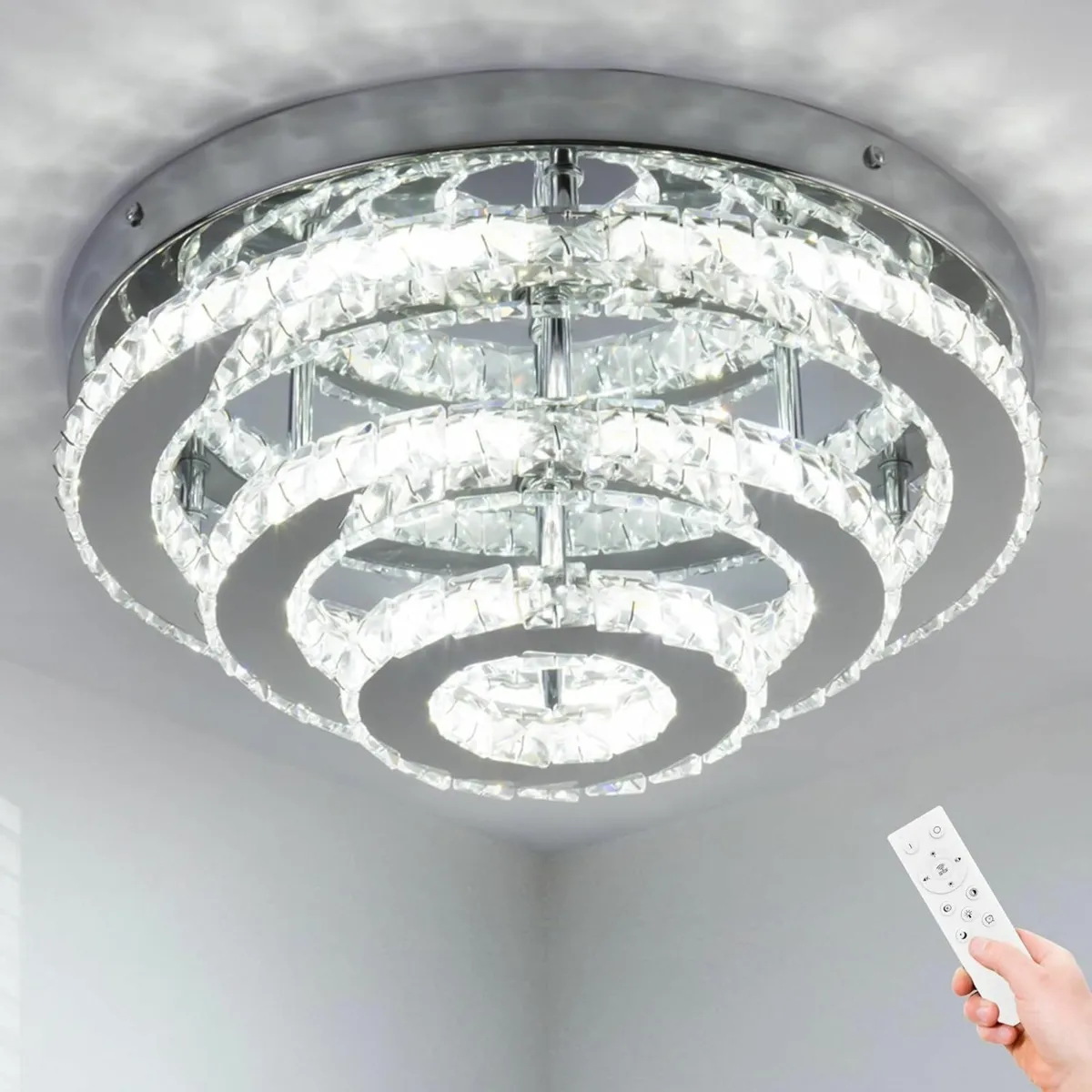 13.8 Inch Modern Crystal LED Chandelier Triple - Image 1