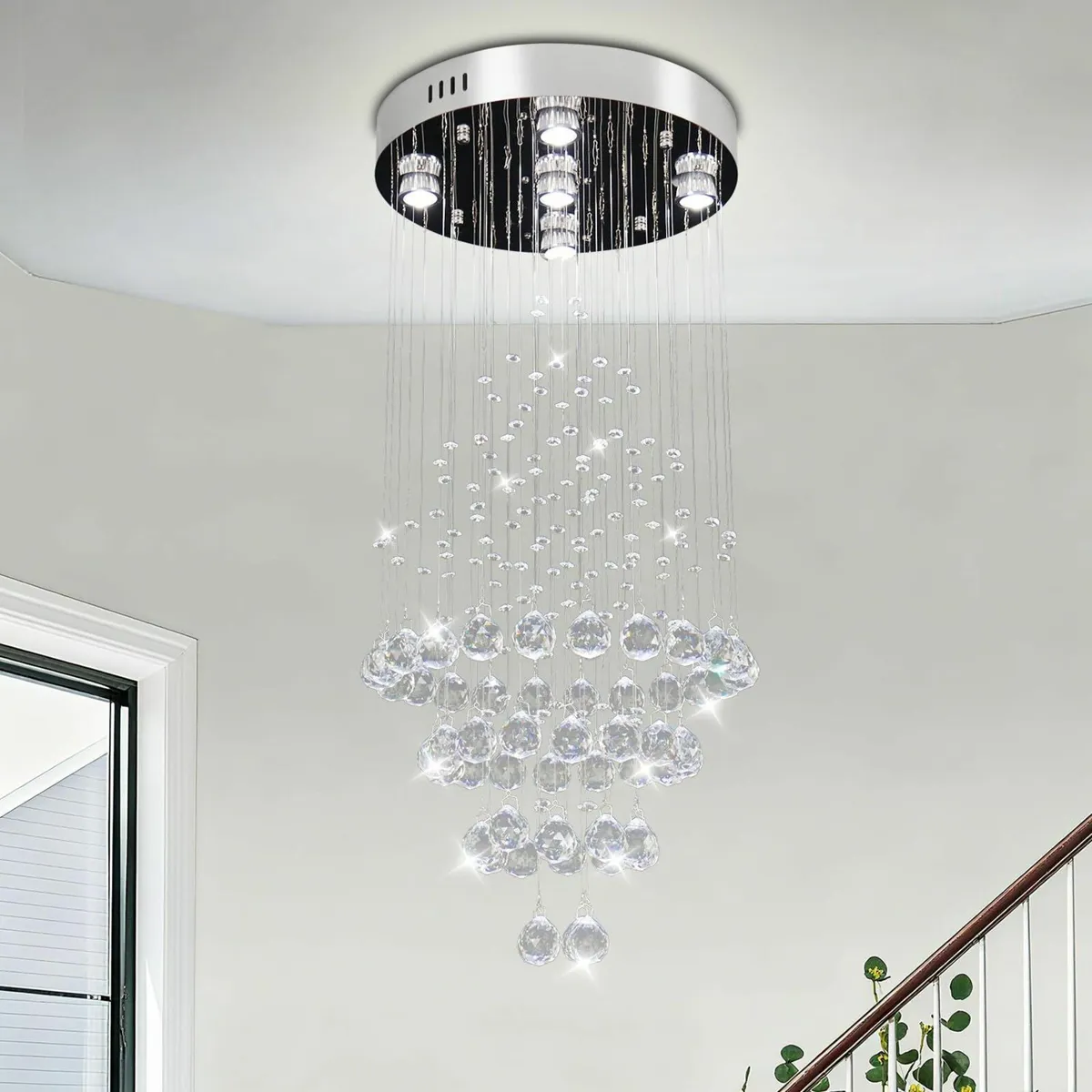High Chandeliers Crystal Flush Mount Ceiling - Image 1