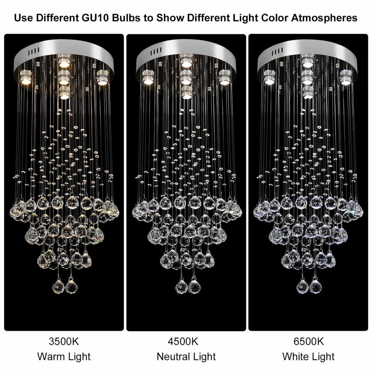 High Chandeliers Crystal Flush Mount Ceiling - Image 2