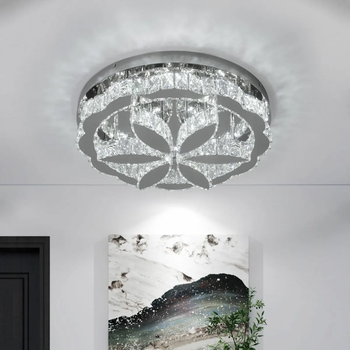 Crystal Chandelier with Remote 3-Color Dimmable - Image 1